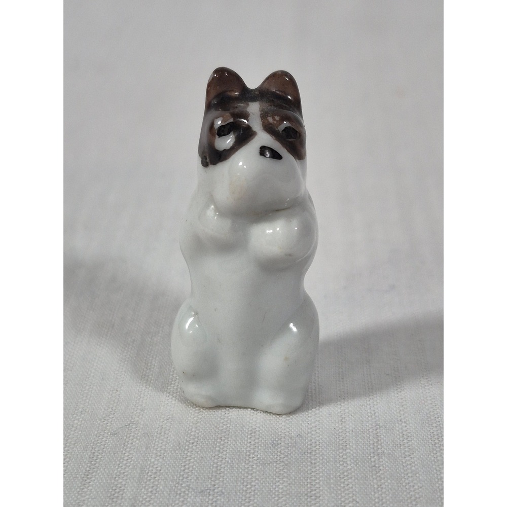 Vtg Miniature Porcelain Begging French Bulldog Figurine Japan Hand Painted Brown